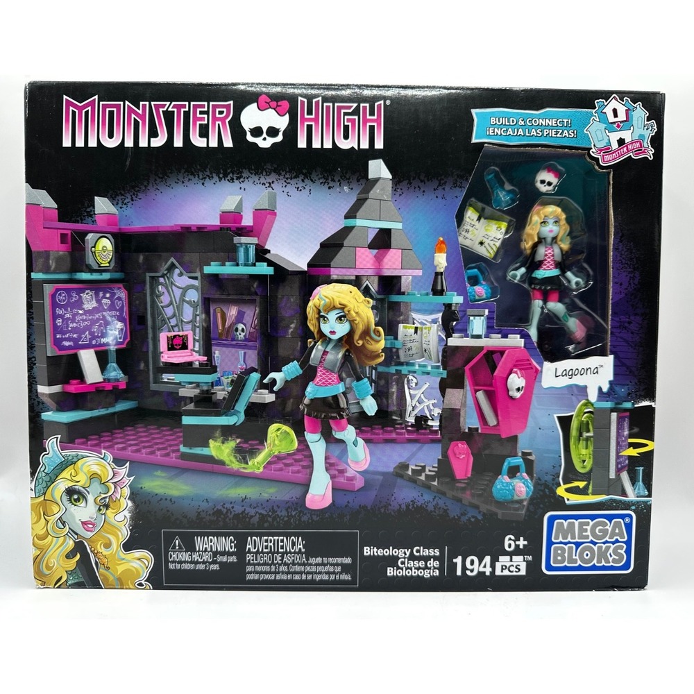 NEW 2015 Monster High Mega Bloks Biteology Class Lagoona Blue UNOPENED 194 Pcs